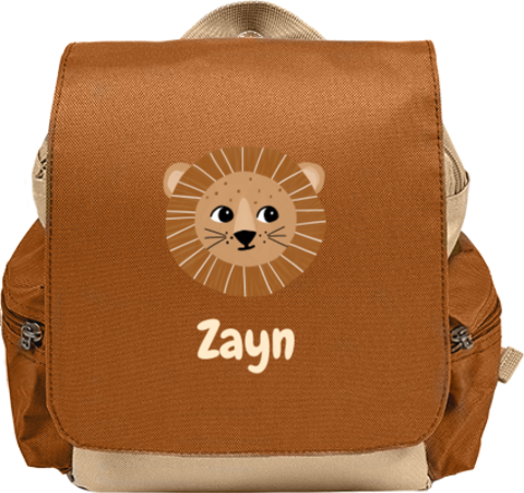 Rugzak Adventure met leeuw en naam