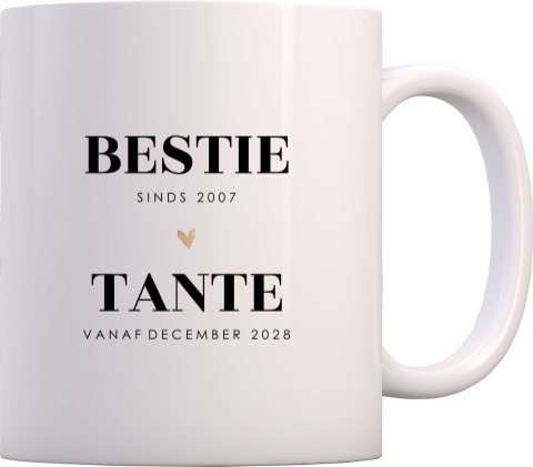 Mok zwangerschapsaankondiging voor tante met gouden hartje