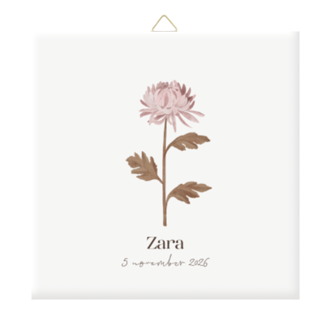 Gepersonaliseerd tegeltje met de geboortebloem van november