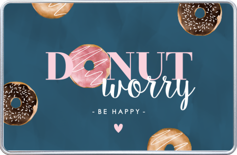 Koekblik relatiegeschenk met roze hartje en aanpasbare tekst