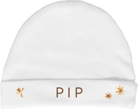 Babymutsje met gele droogbloemen