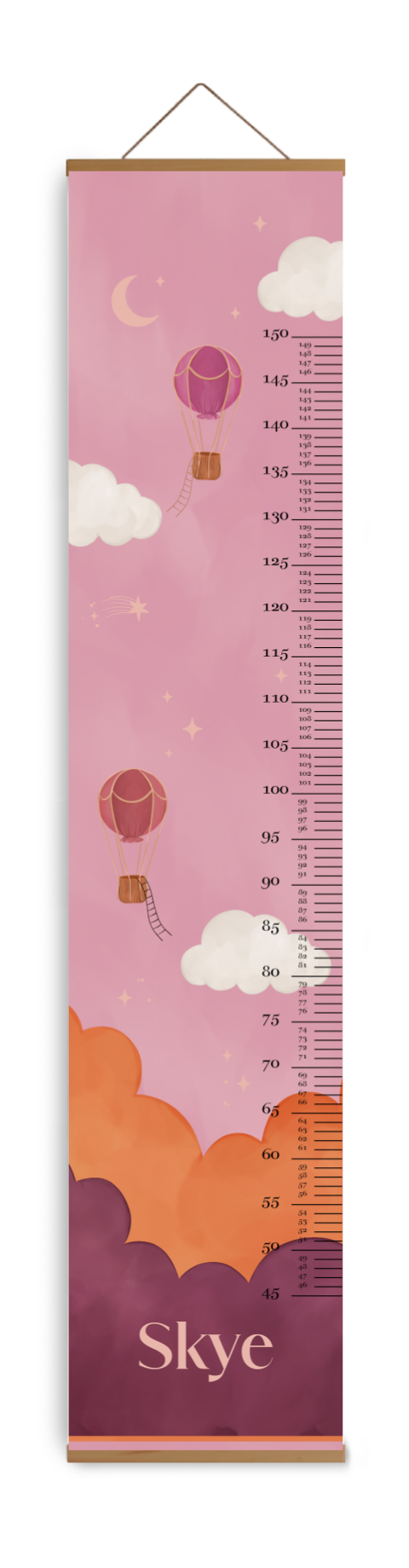 Groeimeter kinderkamer met luchtballon en naam