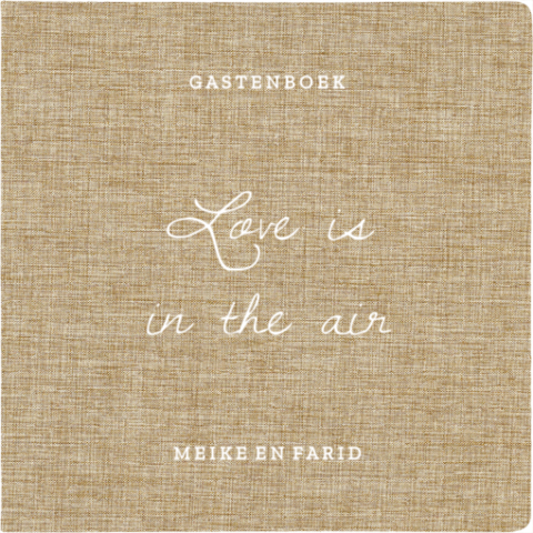 Linnen gastenboek 'love is in the air'
