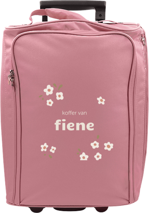 Reistrolley met naam en bloemetjes