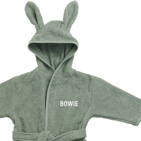 Jollein badjas met oortjes en geborduurde naam 