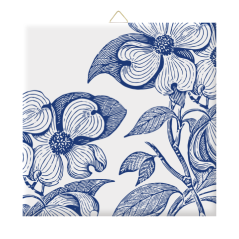 Stijlvol tegeltje met Delfts blauwe bloemenprint