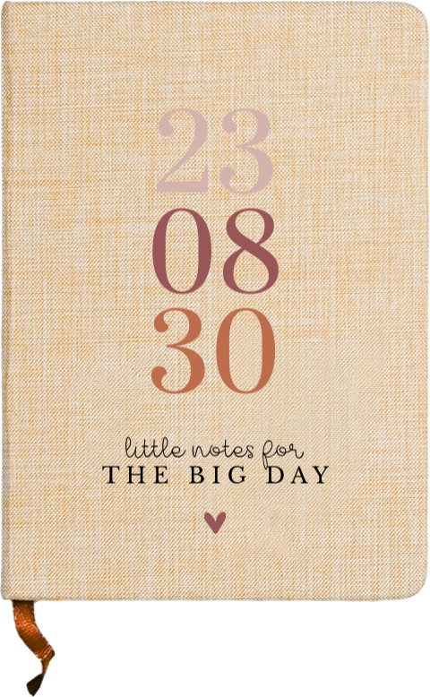 Linnen notitieboekje bruiloft met datum