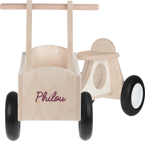 Houten bakfiets met naam