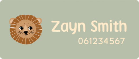 Naamsticker groot met leeuwtje - 20 per vel