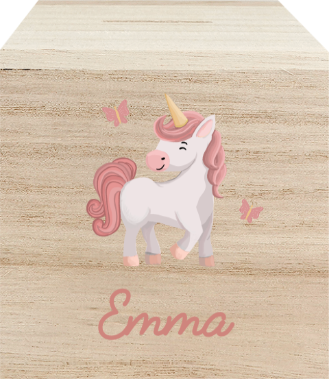 Spaarpot met naam en unicorn