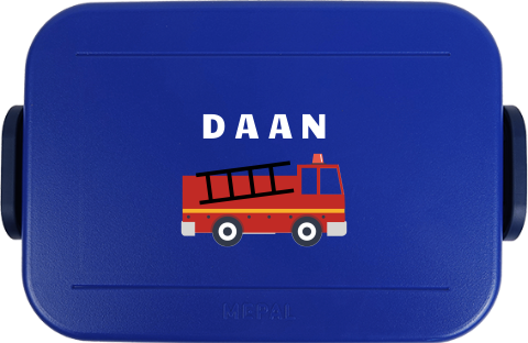Mepal lunchbox TO GO met naam en brandweerauto