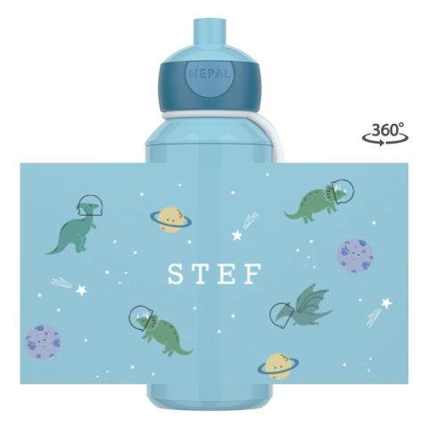 Mepal pop-up drinkfles met naam, dino's en planeten