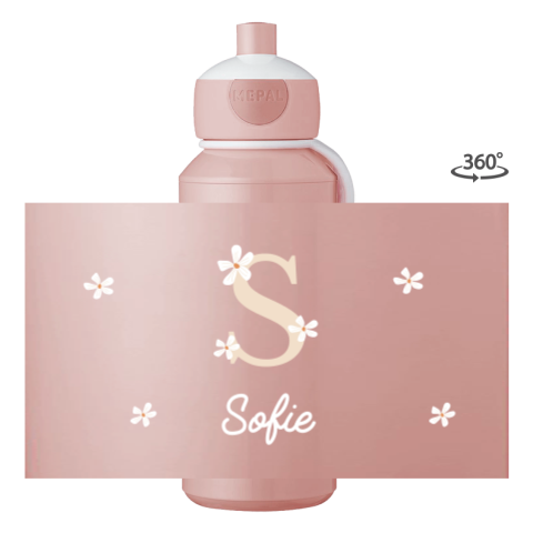 Mepal pop-up drinkfles met bloemen en naam