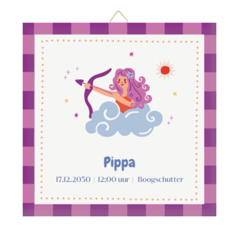 Geboortetegeltje met sterrenbeeld boogschutter