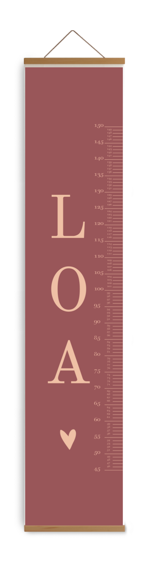 Groeimeter kinderkamer met naam en hartje