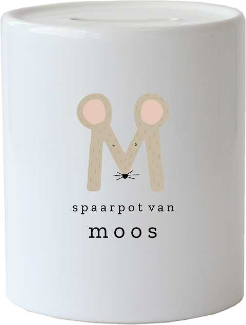 Spaarpot met naam en muisje