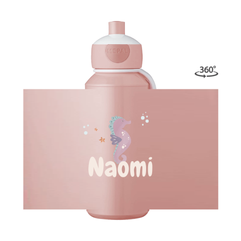 Drinkfles met naam zeepaardje