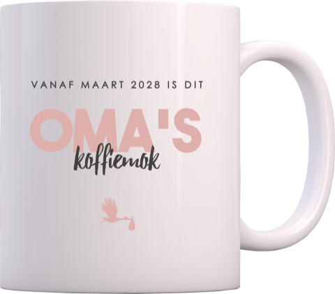 Mok zwangerschapsaankondiging voor oma met oudroze details