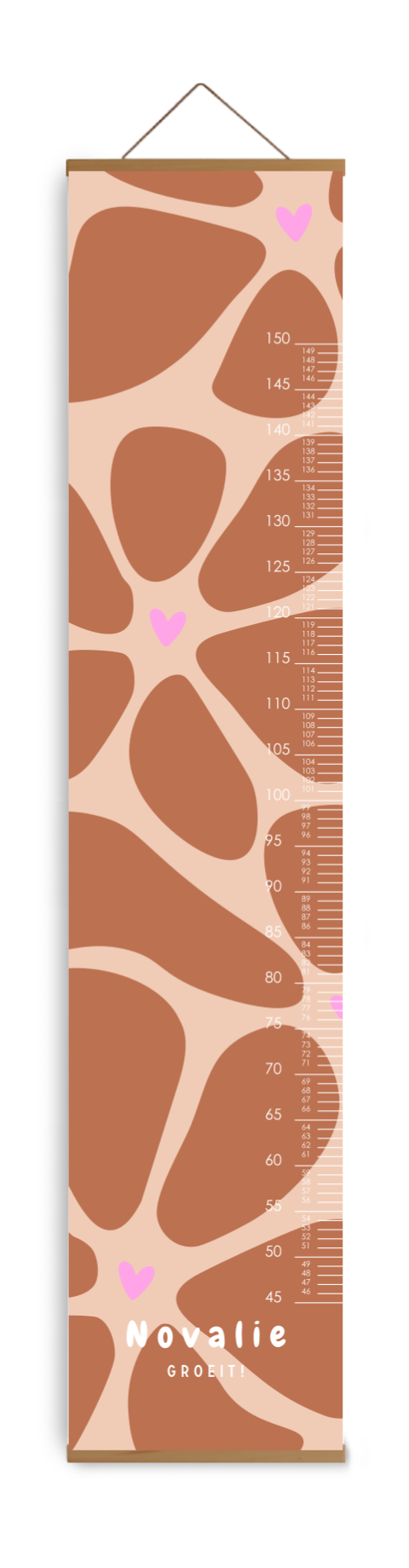 Groeimeter met bloemenpatroon en hartjes