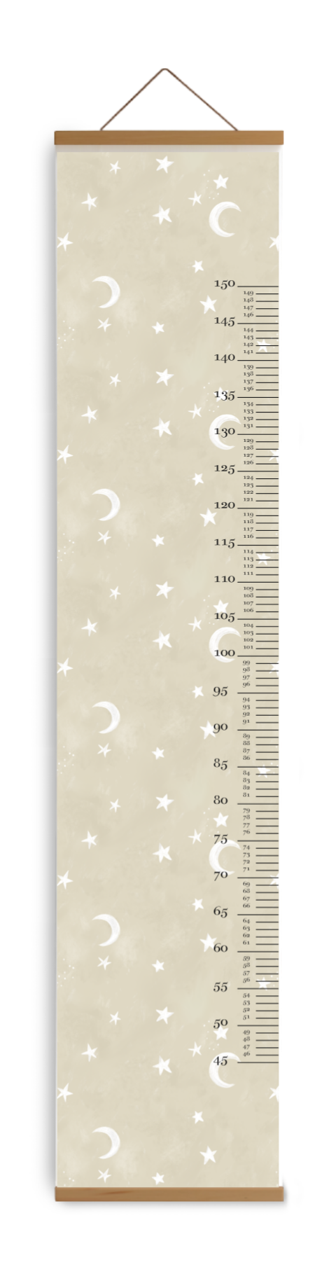 Groeimeter met maan en sterren in beige