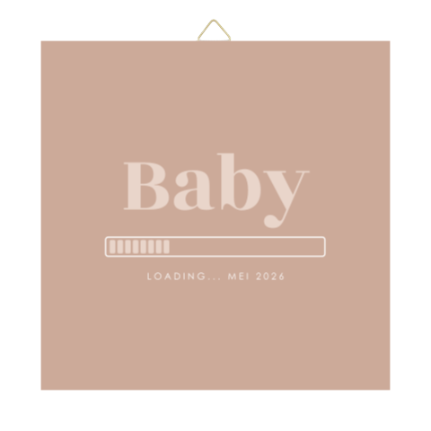 Zwangerschapsaankondiging tegeltje met 'baby loading'