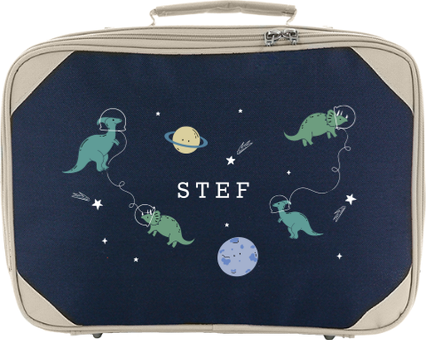 Koffertje met naam, dino's en planeten
