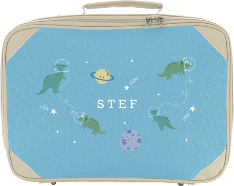 Koffertje met naam, dino's en planeten