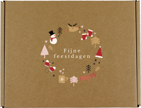 Cadeaudoos kerst met illustraties en eigen tekst