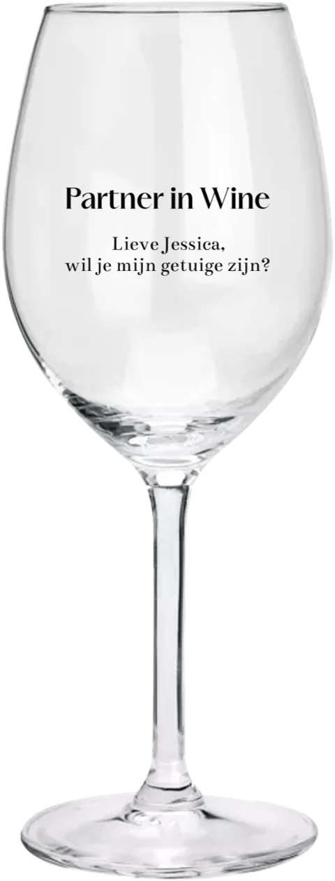 Getuige vragen wijnglas met naam