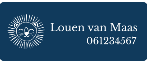 Naamsticker medium met leeuw lijntekening - 20 per vel