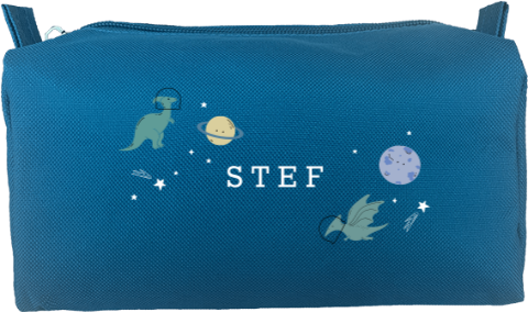 Etui met naam, dino's en planeten