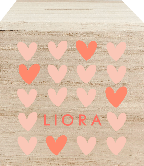 Spaarpot met hartjes patroon en naam