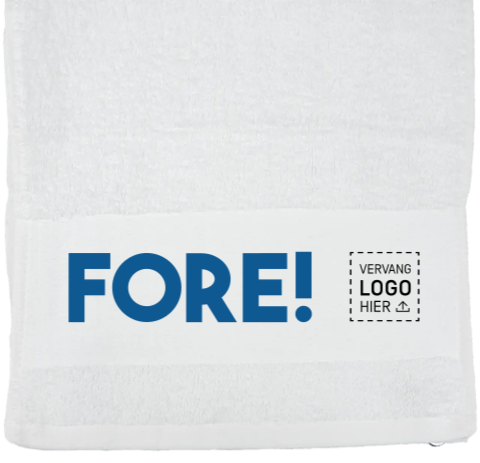 Golfhanddoek met fore print als origineel bedrijfs­cadeau