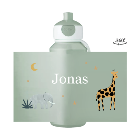 Mepal pop-up drinkfles met jungle dieren en naam