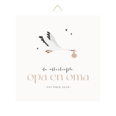 Zwangerschapsaankondiging tegeltje met ooievaar en tekst