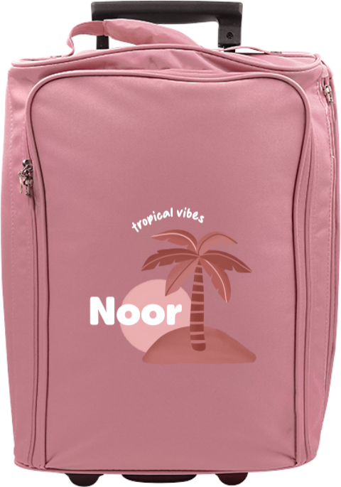 Reistrolley met naam en palmboom