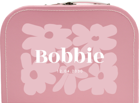 Lichtroze kraamcadeau koffertje met bloemen
