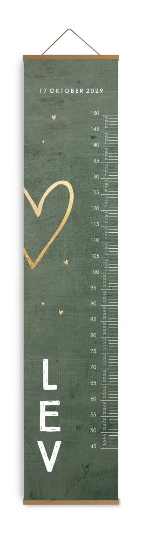 Groeimeter met naam en harten