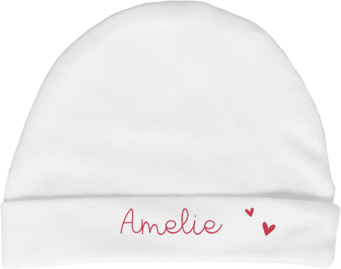 Babymutsje met hartjes en naam