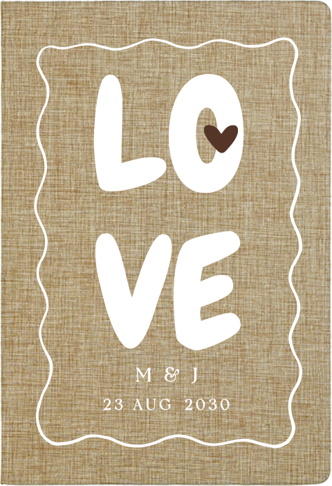 Linnen gastenboek met 'LOVE'