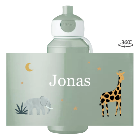 Mepal pop-up drinkfles met jungle dieren en naam