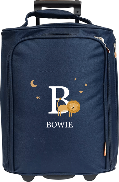 Reistrolley met naam en leeuw