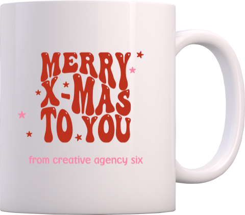 Relatiegeschenk kerst mok bedrukken met color blocking
