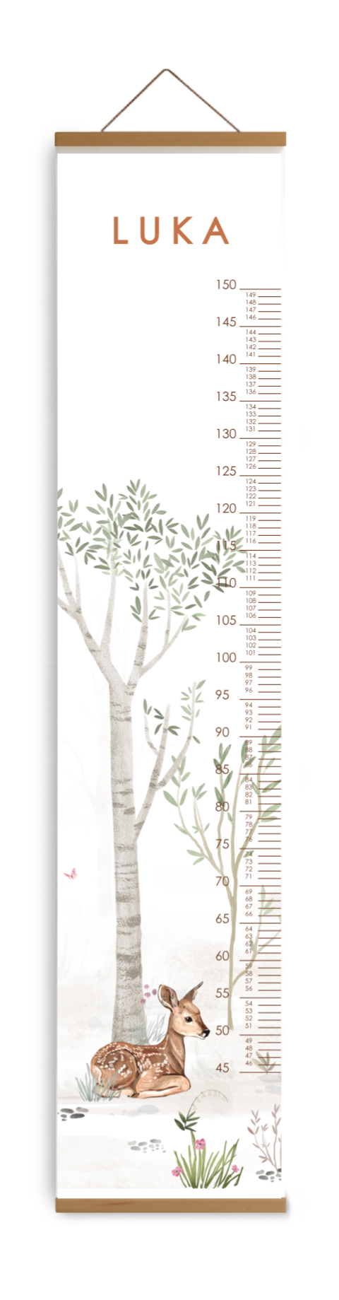 Groeimeter met illustratie van hertje in bos