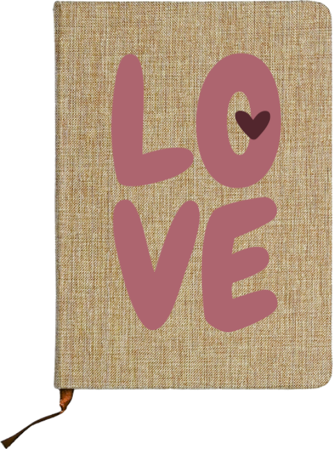 Linnen notitieboekje met quote 'LOVE'