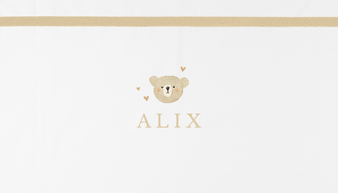 Kraamcadeau ledikant lakentje met naam en beertje