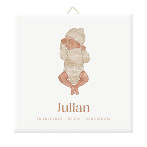 Geboorte tegeltje met tekening van slapende baby