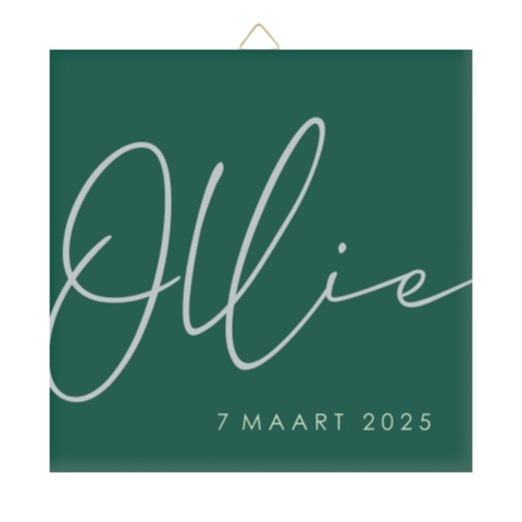 Geboortetegeltje donkergroen met sierlijk design