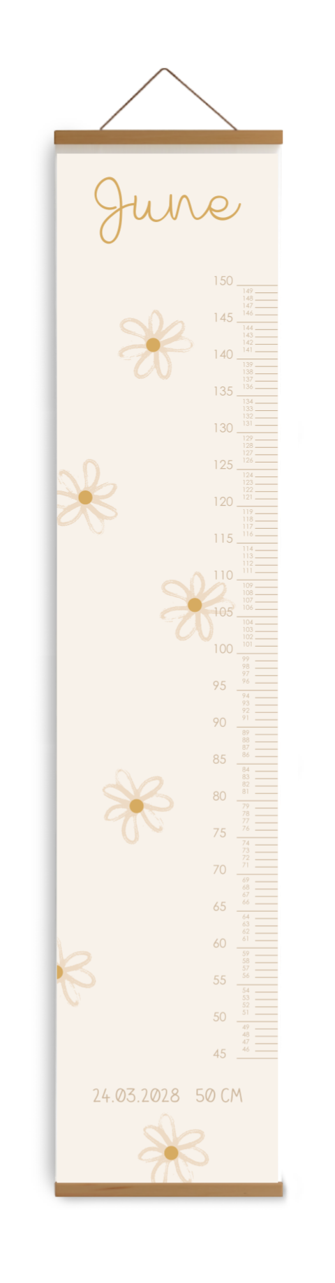 Groeimeter kinderkamer met lieve bloemetjes
