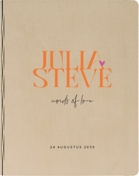Houten gastenboek in colorblocking kleuren